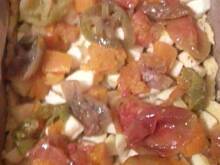 Fot. elizabetka84, Szarlotka z dynią, smażonymi zielonymi pomidorami i konfiturą z róży.