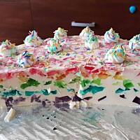 Tęczowy sernik na zimno