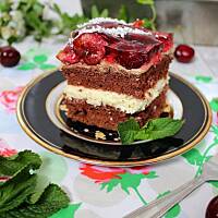 Ciasto czekoladowo - kokosowe z czereśniami