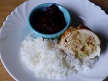 Fot. carolotta, obiadowy kurczak faszerowany porem, orzeszkami i płatkami