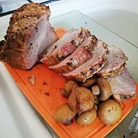 karkówka pieczona z pieczarkami i pomarańczami 