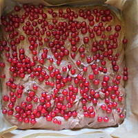 Kakaowe ciasto z czerwonymi porzeczkami