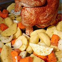 Kurczak pieczony na butelce