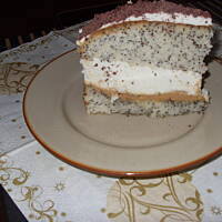 Biszkopt z makiem kajmakiem i serowo-śmietanową masą