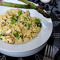 Risotto ze szparagami i pieczarkami