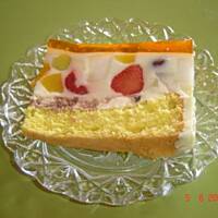 Przepyszny kolorowy tort owocowo-galaretkowy