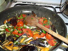 Fot. porka, Makaron z mulami i kałamarnicą