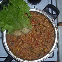 schabowa kosteczka z warzywami i ryżem