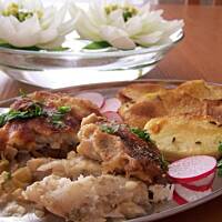 ryba zapiekana w pieczarkach i serze