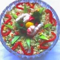 sałatka  kus kus z paluszkami krabowymi