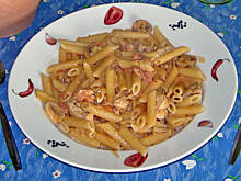 Fot. Malena, Makaron z kurczakiem i pieczarkami