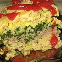 Zapiekanka makaronowo-mięsno-szpinakowa