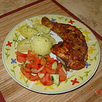 Udko kurczaka z cebulą i czosnkiem