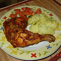 Udko kurczaka z cebulą i czosnkiem