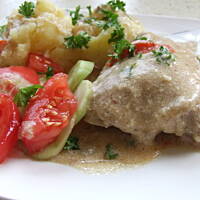 Udka kurczaka w pieczarkowym sosie