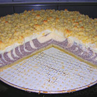 Zebra makowo-twarogowa z budyniem i kruszonka