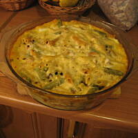 Makaron zapiekany z szynką