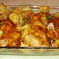 Legs of the chicken baked with potatoes
