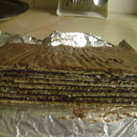 Waflowy przekładaniec kakaowo rumowo orzechowy