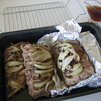 Żeberka  grillowo -  grzybowe