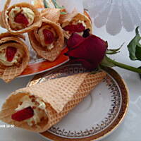 Rożki waflowe z kremem