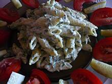 Fot. Mońcia, Penne w  śmietanie z gorgonzolą i szpinakiem