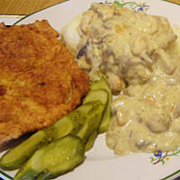 Pieczarki  w sosie śmietanowym wg  babci Różyczki