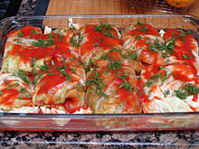 Fot. vegetka, Golabki zapiekane z pieczarkami i koperkiem