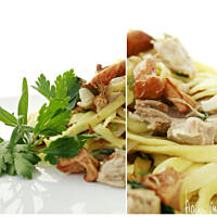 Tagliatelle z cielęciną i kurkami