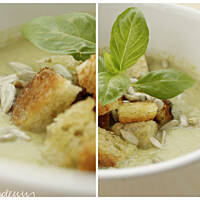 Krem z brokułów z pesto i słonecznikiem