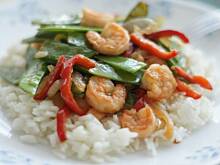 Fot. BeaMaj, Krewetki z groszkiem i imbirem