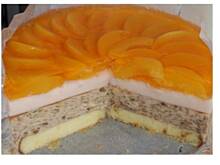 Fot. nutella, TORT bananowy  z galaretką i brzoskwiniami