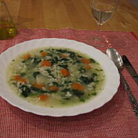 Zupa szpinakowa z ryzem