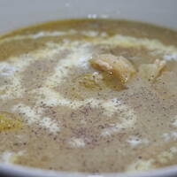 Zielona zupa z pstrąga - brukselki i ziemniaków