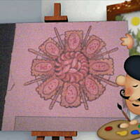 Kolorowa piramida i skarb w grocie