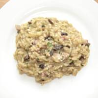 Makaronowe risotto z pieczarkami i boczkiem