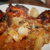 Pieczony kurczak z pieczarkami ziemniakami kasiuli