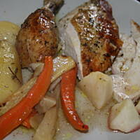 Kurczak cytrynowo - jabłkowy na warzywach kasiuli