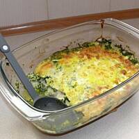 Zapiekanka serowo-szpinakowa z pangą