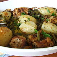 Zapiekanka ziemniaki  fasolka i kurczak