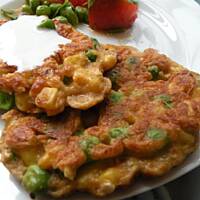 Placuszki z groszkiem i kukurydzą