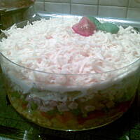 sałatka warstwowa z ananasem i brzoskwinią