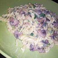 Makaron w sosie smietanowo-pieczarkowym