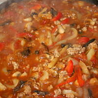 Leczo paprykowe z mięskiem i grzybami kasiuli