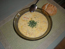 Fot. ania_2288, zupa serowa z mięskiem i bułeczkami czosnkowymi