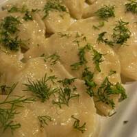 Pierogi z kaszą, ziemniakami i boczkiem