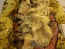 Fot. małpiatka, Kurczak zapiekany pod boczkiem i pieczarkami z serem