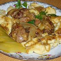 Kluski kładzione z wątróbką dla początkujących wg Różyczki