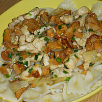 Makaron kokardki z kurkami i kurczakiem wg Różyczki