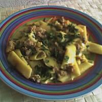 Makaron z mięsem i warzywami